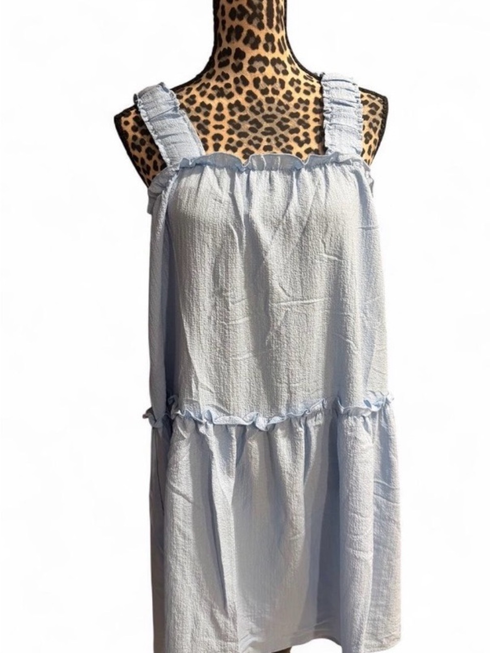 Light Blue Ruffle Tiered Sundress - Women's Casual Dress